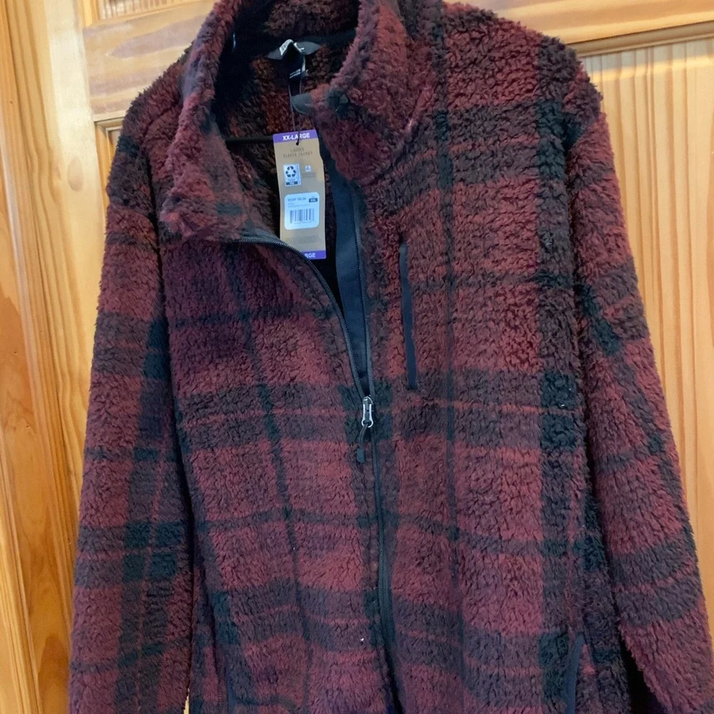 NWT Plaid Sherpa Zip-Up Jacket - Picture 2 of 8